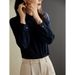 Breathable Chiffon Blouse For Women – Trendy Casual & Office Shirt With Flowy Silhouette, Navy Blue Spring/Summer Top_ecoleips.com