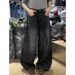 Women's Clothing Women's Plus Size Rhinestone Jeans Starry Sky Design Heavy Duty Wide Leg Pants Loose Fit Curved Hem Autumn Winter Fashion_ecoleips.com