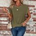 2026 New Solid Color Round Neck T-Shirt Elegant Short Twisted Hem Top Spring Summer Women's Clothing_ecoleips.com