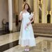 Women's Clothing Summer New White Lace Splicing Elegant Retro Light Dress Long Skirt_ecoleips.com