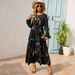 Cross-border Foreign Trade Spring And Autumn Floral Chiffon Dress, Waist-cinching, Slimming, Long-sleeved, Round-neck,_ecoleips.com