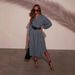 Aria Basics Aria Basics Cross-border Foreign Trade European And American Women's Clothing 2025 Autumn Fashion V-neck Loose Striped Belted_ecoleips.com