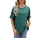 Women's Clothing Spring And Summer New Solid Color Round Neck Loose Short Sleeved T Shirt Tops Women's Spot_ecoleips.com