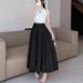 Women's High-Waisted Slimming Pleated Midi Skirt Versatile Fashionable Tiered Long Skirt For Slim Fit_ecoleips.com