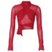 European American Style Women's Long Sleeve Top Fashionable Sexy Tight Fit with Tie up Design Versatile Niche Street Style 2025_ecoleips.com