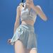 New Women's Swimsuit Student Two Piece Sports Long Sleeve Pure Alluring Hollowed Out High Waisted Slimming Cover Up Anti Exposure_ecoleips.com
