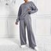 Women's Casual Long-Sleeve Top & Pants Set – Soft Cotton-Blend, Minimalist & Instagram-Worthy (Light Grey/Khaki/Black/More)_ecoleips.com