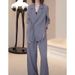 Women's Clothing High grade sun proof suit in summer chiffon splicing two piece jacket, high waist wide leg trousers, two piece suit_ecoleips.com