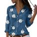 Floral Print Oversized Blouse – Long-Sleeve Loose Fit Shirt (Breathable Polyester, Stretch Comfort, Grey/Pink/Green/Blue, S-3xl)_ecoleips.com