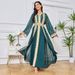 Women's Clothing Modest Abaya Dress Dubai Abaya Elegant Long Sleeve Kaftan With Gold Embroidery | Modest Evening Gown For Parties & Travel_ecoleips.com