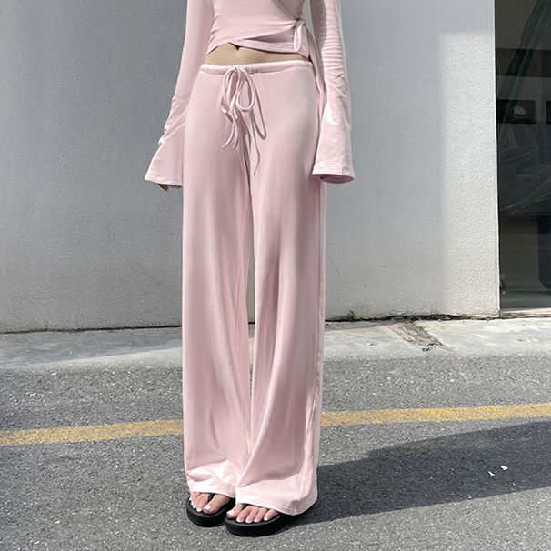 Women's Clothing Sexy V Neck Long Sleeved Y2K Fashion Sexy V-Neck Long Sleeve Top & Casual Pants Set - Stylish & Comfortable Outfit For Everyday Wear_ecoleips.com