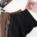 Women's High-Waisted Patchwork Ribbon Shorts Maillard Style Brown Slimming Casual Hot Pants for Autumn Winter Versatile_ecoleips.com