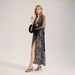 Aria Basics Cross-border European And American Wildberries Lace Long-sleeve Zebra Print Pearl Chiffon Home Wear Robe 3588_ecoleips.com