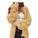 Aria Basics Aria Basics 2023 European American Cardigan Sweater, New Cross-border Knitwear Autumn And Winter, Long Cute Pom-pom Loose Thick Coat_ecoleips.com