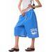 Unisex American Style Relaxed Distressed Letter Print Wide Leg Cropped Shorts Casual Sporty Elastic Waist Bottoms_ecoleips.com
