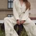 Women's Clothing New Fashion Solid Color Cotton And Linen Suit V Neck Loose Coat High Waist Wide Leg Pants Casual Two Piece Suit_ecoleips.com