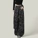 Spring/Summer Plus Size Camouflage High-Waisted Wide-Leg Jeans For Women 100kg Loose Fit Slimming Straight Pants_ecoleips.com