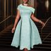 Women's Clothing New Contrast Color Oblique Shoulder Dress Banquet Dinner Dress Dress_ecoleips.com