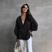 Verve 2025 Women's Lazy Style Elegant Commuting Versatile Round Neck Lantern Sleeve Shirt Women_ecoleips.com