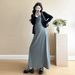 Autumn New Korean Fashion Polka Dot Long Strap + Cardigan Two-Piece Maternity Dress_ecoleips.com