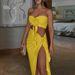 2025 Summer New Style Sexy Slit Bodycon Long Dress Bustier Set Women Two-Piece Vacation_ecoleips.com