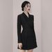 2024 Autumn/Winter European And American Toast Burgundy Casual Pleated Blazer, Women's Mid-Length Dr, Small Formal_ecoleips.com