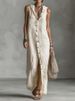 Elegant Commute Sleeveless Shirt Dress 2026 Women Fashion Hooded Solid Color Party Dress Casual Single Breasted Split Long Dress_ecoleips.com