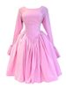 K Women's New Style Elegant Round Neck Long Sleeved Strap Tied High Waisted A-line Dress_ecoleips.com
