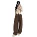 Corduroy Scimitar For Women New Autumn Loose Fit Lazy Relaxed Small Size Yamamoto Wide Leg Pants_ecoleips.com