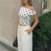 Summer New Cross-border European And American Women's Slim Fit Polka Dot Exposed Navel Top_ecoleips.com