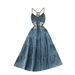 Women's Clothing Niche High-end Hollow Backless Sling Bow Strap Tight Waist Slimming Denim Dress Women_ecoleips.com