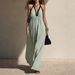 Women's American Style V Neck Halter Sleeveless Long Dress High Waist Casual Loose Color Block Backless Gown For Vacation_ecoleips.com