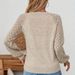 Women's Clothing Pullover Long Sleeve Elegant Solid Color Knit Pullover Sweater With Crochet Detailing, Loose Fit V-Neck Long Sleeve Top For Women_ecoleips.com