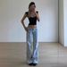 Women's Clothing Retro High Street Jeans Washed Light Blue Design Straight Mopping Pants Loose Trousers_ecoleips.com