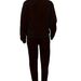 Women's Fleece Lined Two Piece Set Casual Round Neck Printed Sweatshirt Outfit Style_ecoleips.com