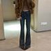 Retro Blue Flared Jeans For Women Heavy Duty Rhinestone Embellished Slim Fit And Flattering Spring New Style_ecoleips.com
