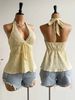 Women's Summer V-neck Lace Up Exposed Neck And Backless Casual Vacation Topboho Easter Beach Clothing Hawaii Coachella Music Fes_ecoleips.com