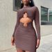 2025 European American New Style Solid Color Long Sleeve For Women With Chest, Waist, And Side Hollow Design Slim Fit_ecoleips.com