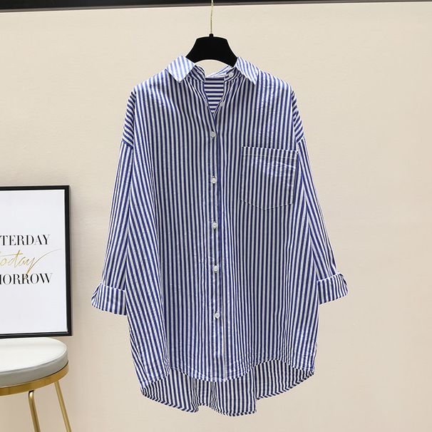Women's Clothing Printed Long Sleeved Shirt For Women Spring And Autumn Literary Loose Simple Mid Length Cardigan Shirt_ecoleips.com