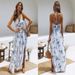 Women's Sexy Printed Dress Summer Front Slit Backless Bow Design Style New Arrivals_ecoleips.com