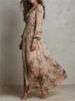 Vintage Floral Print High Waist Pleated Long Dress Woman Elegant O Neck Slim Party Dresses Spring Long Sleeve Boho Holiday Dress_ecoleips.com