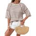 Women's Casual Striped Short Sleeve T-Shirt - Relaxed Fit, Round Neck, Color Block Design, Breathable Polyester Fabric_ecoleips.com