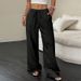 Women's Straight Leg Trousers - Classic Casual Pants In Solid Colors For Everyday Wear_ecoleips.com