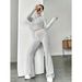 Women's Clothing Spring New Knitted Long Sleeved Suit Hooded Sweater Loose Trousers Two Piece Suit_ecoleips.com