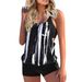 New European And American Foreign Trade Swimwear For Women, Sexy Printed Strap Tankini With Split-style Boxer Shorts,_ecoleips.com