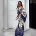 Women’s Clothing printing new fashion long sleeved bat shirt wide leg pants suit with belt_ecoleips.com