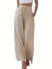 Suitable For All Seasons 2025 Code Women's Linen Loose Casual Pocket Drawstring Wide-leg Pants Women_ecoleips.com