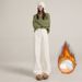 White Narrow Wide-leg Jeans Women, Fleece-lined, High-waisted, Slimming, New Autumn/winter 2025 Model, Straight Pants_ecoleips.com