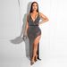 Women's Clothing sexy v neck see through slim fit hot diamond dress_ecoleips.com