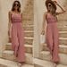 Women's Solid Color Chiffon V Neck Sleeveless High Waist Tie Belt Jumpsuit – Loose Fit Flowy Premium Romper For Spring Fall 2026_ecoleips.com